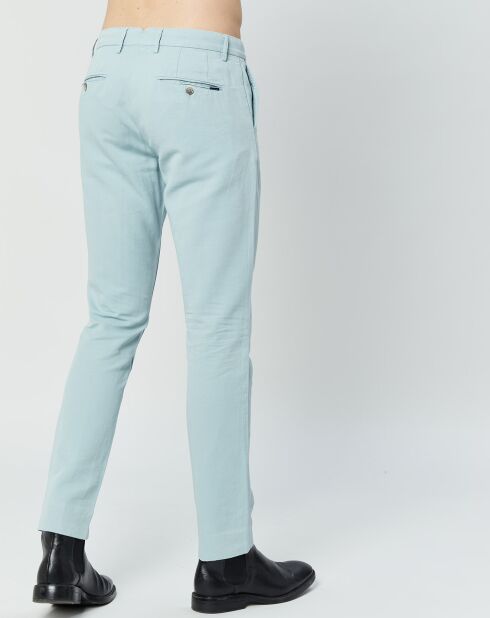 Pantalon en Lin mélangé Chino Slim Fit céladon