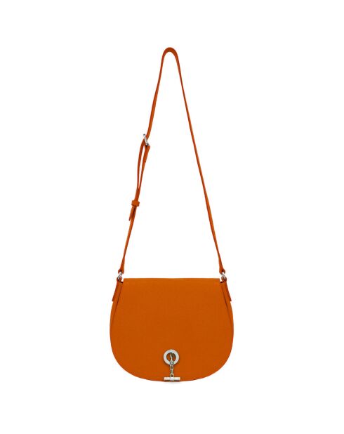 Sac bandoulière en Cuir Paris mandarine - 26x21x11 cm