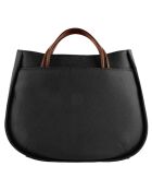 Sac à main en Cuir Fidele noir/cognac - 26x34x13 cm