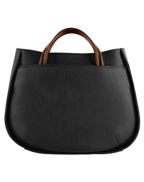 Sac à main en Cuir Fidele noir/cognac - 26x34x13 cm