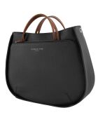 Sac à main en Cuir Fidele noir/cognac - 26x34x13 cm