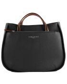 Sac à main en Cuir Fidele noir/cognac - 26x34x13 cm