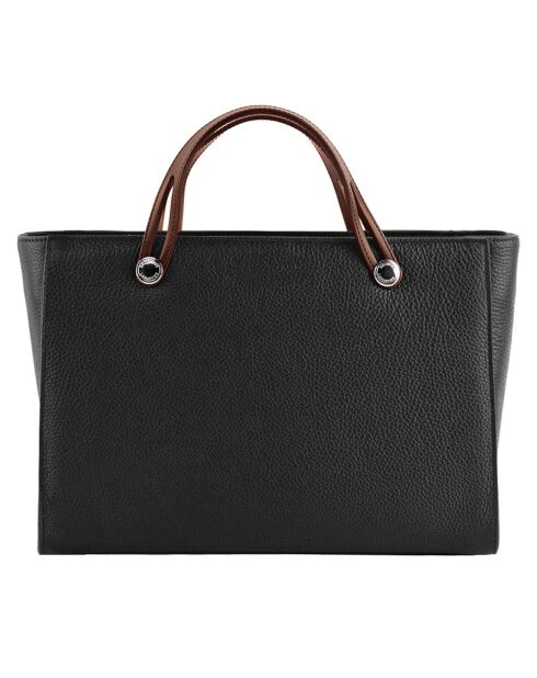 Sac à main en Cuir Fidele noir/cognac - 36x25x14 cm