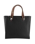 Sac à main en Cuir Fidele noir/cognac - 25x23x12 cm