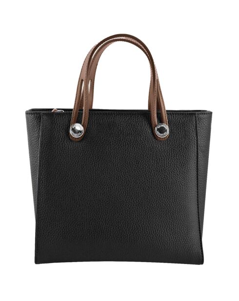 Sac à main en Cuir Fidele noir/cognac - 25x23x12 cm