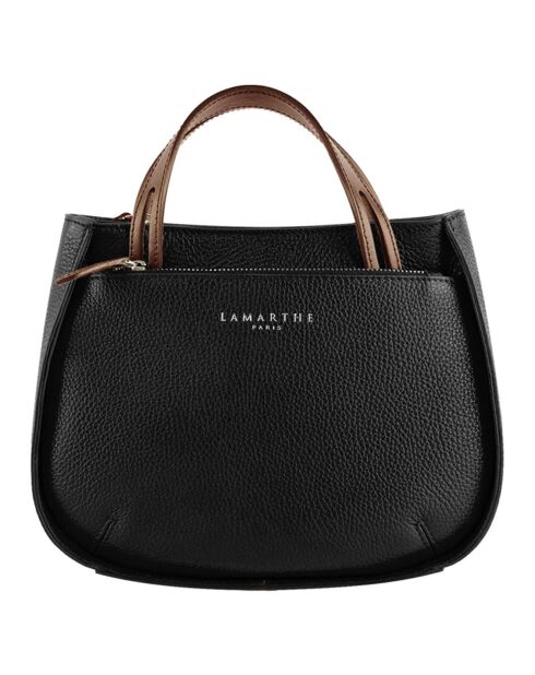 Sac à main en Cuir Fidele noir/cognac - 22x27x9 cm