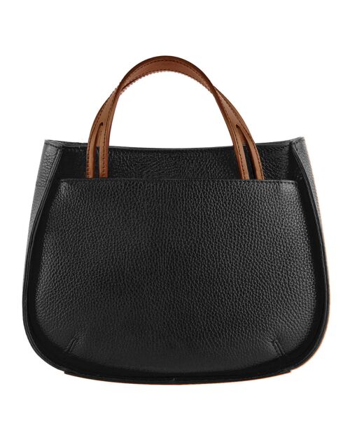 Sac à main en Cuir Fidele noir/cognac - 22x27x9 cm