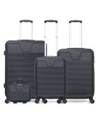 3 Valises 4 roues simples Selenga-C 75/65/55/30 cm & Vanity noires