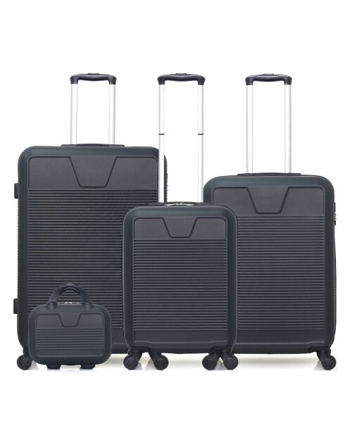 3 Valises 4 roues simples Selenga-C 75/65/55/30 cm & Vanity noires