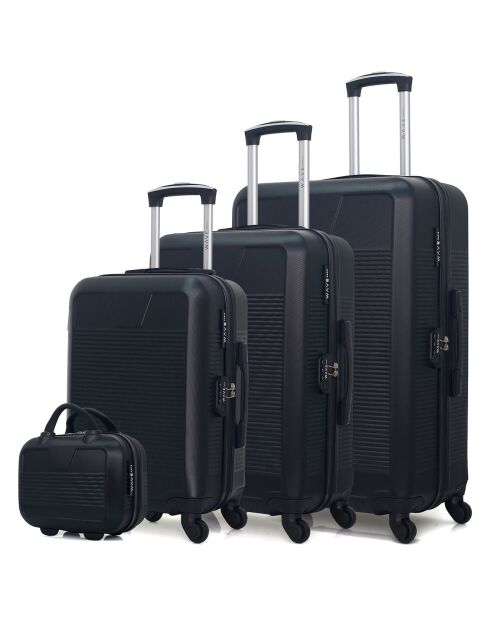 3 Valises 4 roues simples Selenga-C 75/65/55/30 cm & Vanity noires