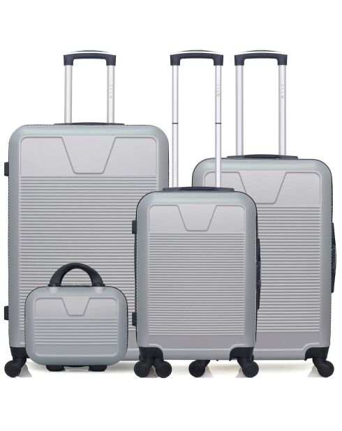 3 Valises 4 roues simples Selenga-C 75/65/55/30 cm & Vanity grises