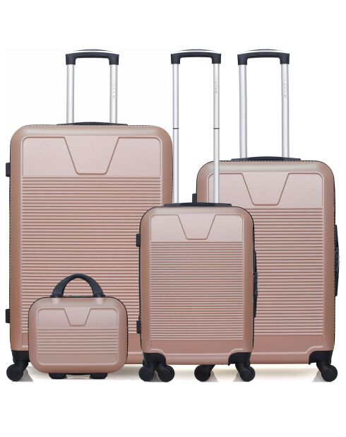 3 Valises 4 roues simples Selenga-C 75/65/55/30 cm & Vanity rose doré