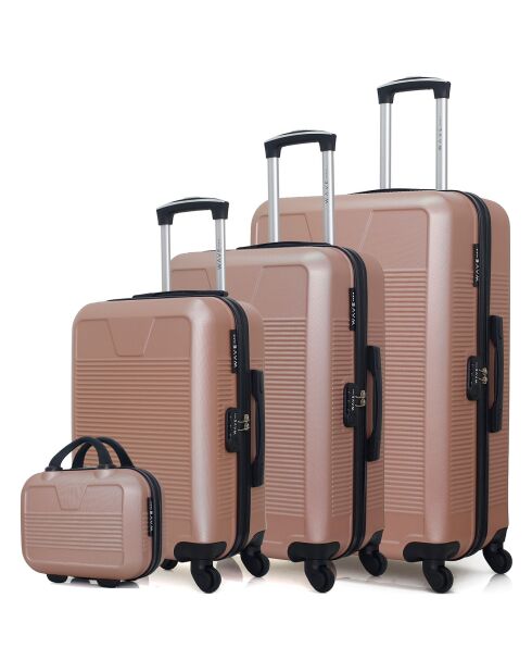 3 Valises 4 roues simples Selenga-C 75/65/55/30 cm & Vanity rose doré