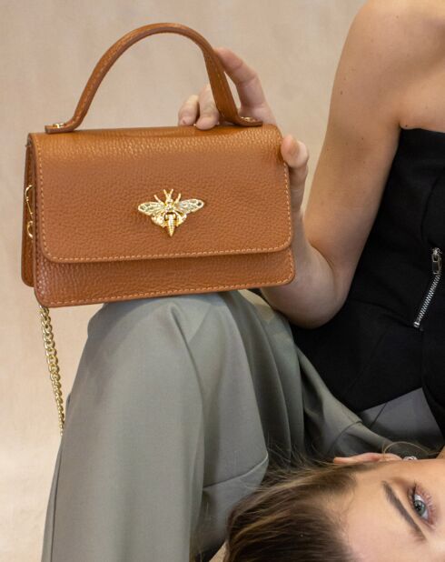 Sac à Main en Cuir Lily camel - 19x13x7 cm
