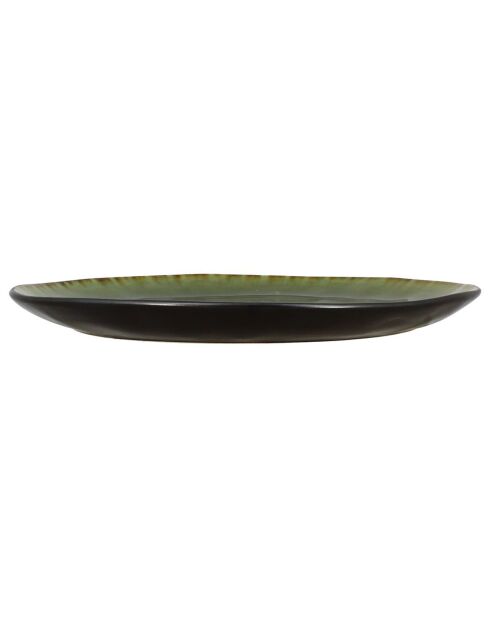 6 Assiettes plates en grès Meta vertes - D.27.5 cm