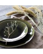 6 Assiettes à dessert en grès Meta vertes - D.20.5 cm