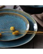 6 Assiettes plates en grès Motala bleues - D.27.5 cm