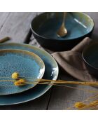 6 Assiettes plates en grès Motala bleues - D.27.5 cm