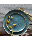 6 Assiettes à dessert en grès Motala bleues - D.20.5 cm