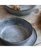 6 Assiettes creuses en grès Aronal bleues - D.20 cm
