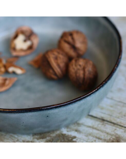 6 Assiettes creuses en grès Aronal bleues - D.20 cm