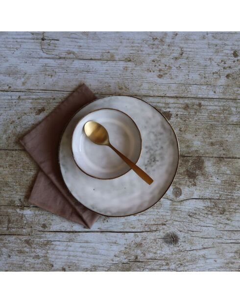 6 Assiettes creuses en grès Boral beige  clair - D.16 cm