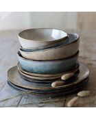 6 Assiettes creuses en grès Boral beige  clair - D.16 cm