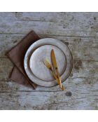 6 Assiettes à dessert en grès Boral beige  clair - D.20.5 cm