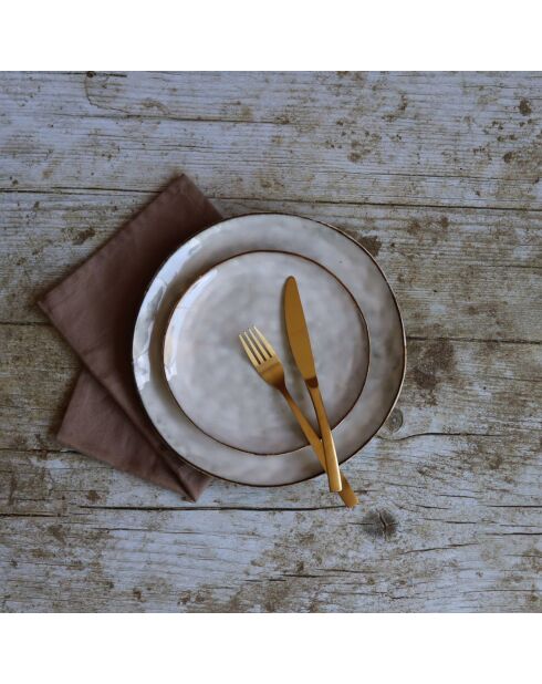6 Assiettes à dessert en grès Boral beige  clair - D.20.5 cm