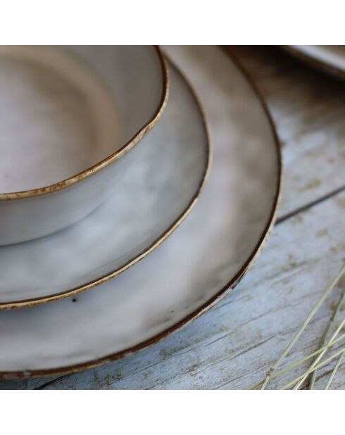 6 Assiettes à dessert en grès Boral beige  clair - D.20.5 cm