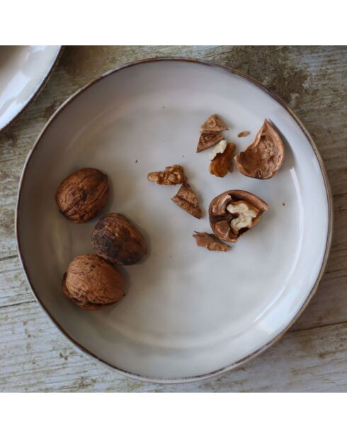 6 Assiettes creuses en grès Boral beige  clair - D.20 cm