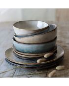 6 Assiettes creuses en grès Boral beige  clair - D.20 cm