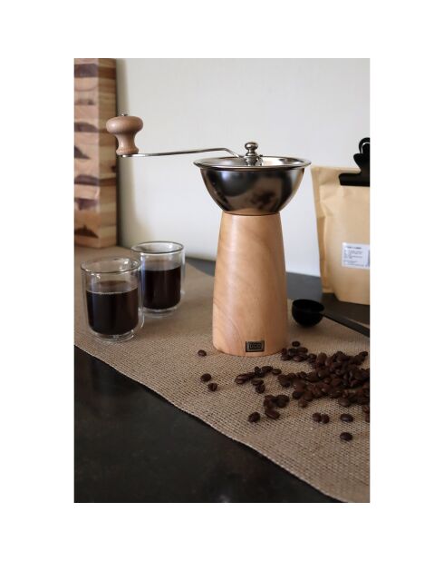 Moulin à café manivelle Auguste gris/marron