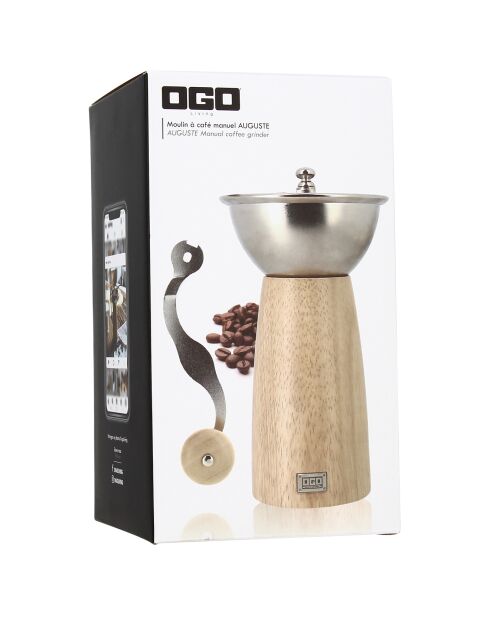 Moulin à café manivelle Auguste gris/marron