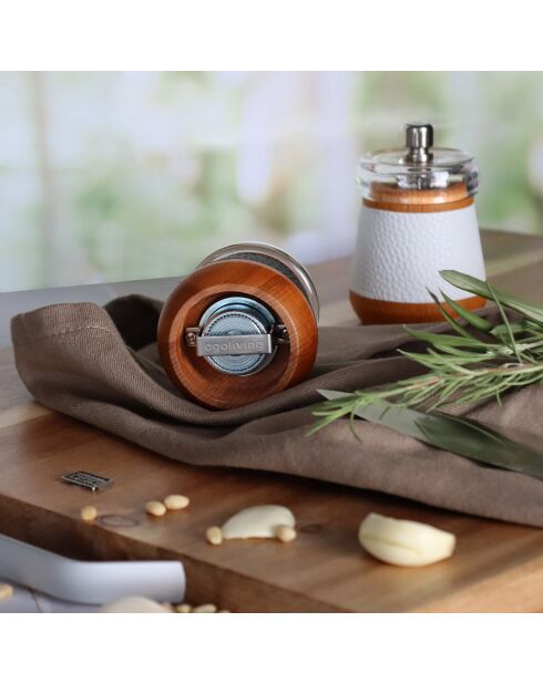 Moulin à poivre en bois de hêtre effet cuir noir