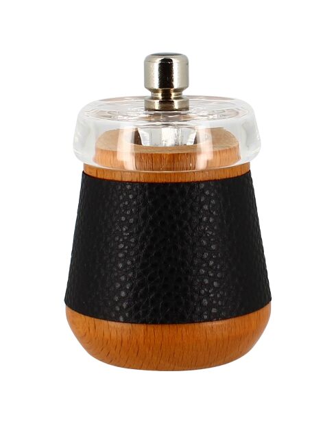 Moulin à poivre en bois de hêtre effet cuir noir