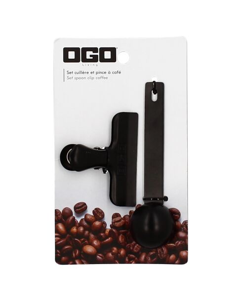 Set cuillère et pince à café gris