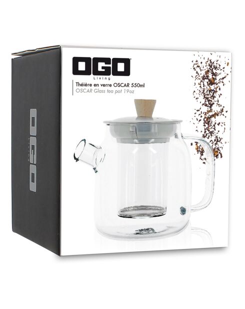 Théière en verre Oscar transparente - 550 ml