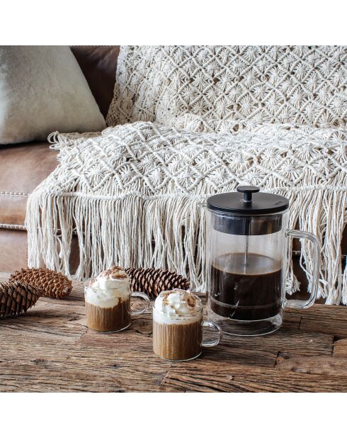 Cafetière à piston en verre double paroi Helya transparente - 800 ml