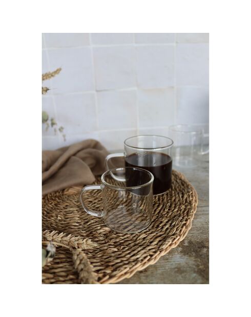 4 Tasses en verre borosilicate Helya transparentes - 25 cl