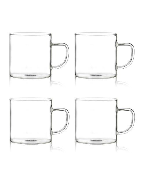 4 Tasses en verre borosilicate Helya transparentes - 25 cl