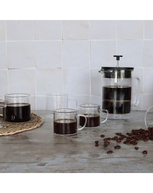 4 Tasses en verre borosilicate Helya transparentes - 25 cl