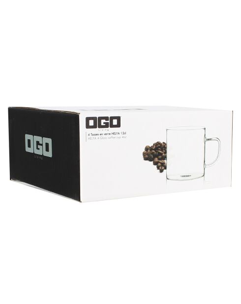 4 Tasses expresso en verre borosilicate Helya  transparentes - 12 cl