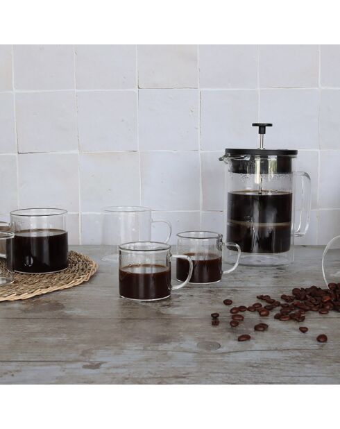 4 Tasses expresso en verre borosilicate Helya  transparentes - 12 cl