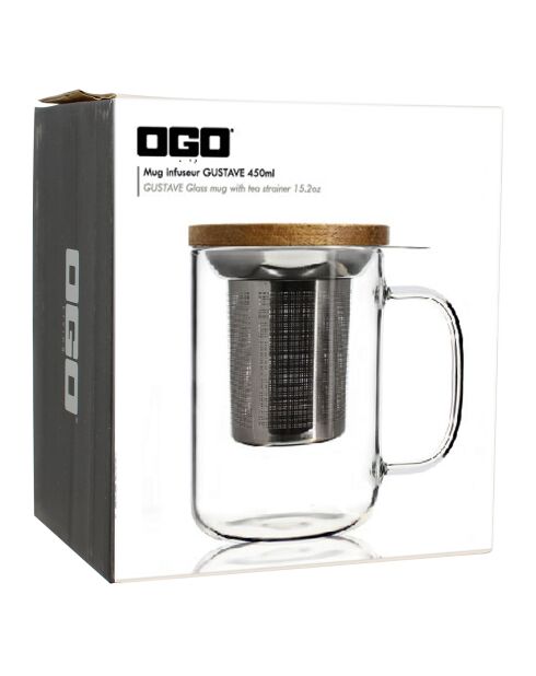 Tisanière en verre Gustave transparente - 450 ml