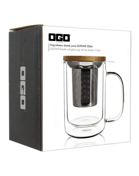 Tisanière en verre double paroi Gustave transparente - 350 ml