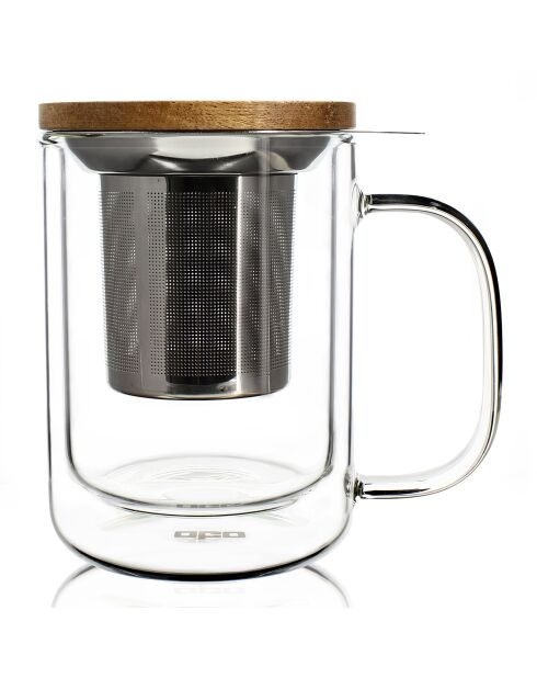 Tisanière en verre double paroi Gustave transparente - 350 ml