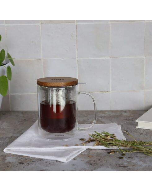Tisanière en verre double paroi Gustave transparente - 350 ml