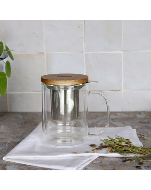 Tisanière en verre double paroi Gustave transparente - 350 ml
