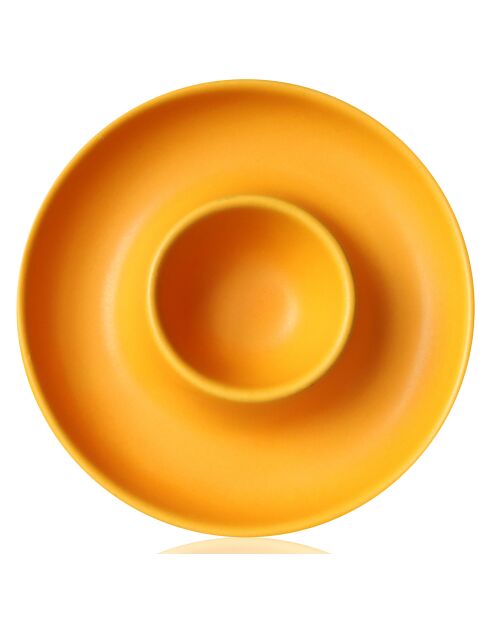 Coquetier en grès Outo jaune - D.10x3 cm